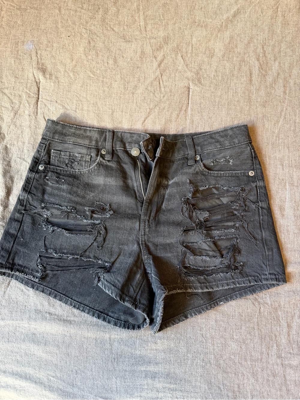American Eagle Outfitters Black Distressed Jean Shorts